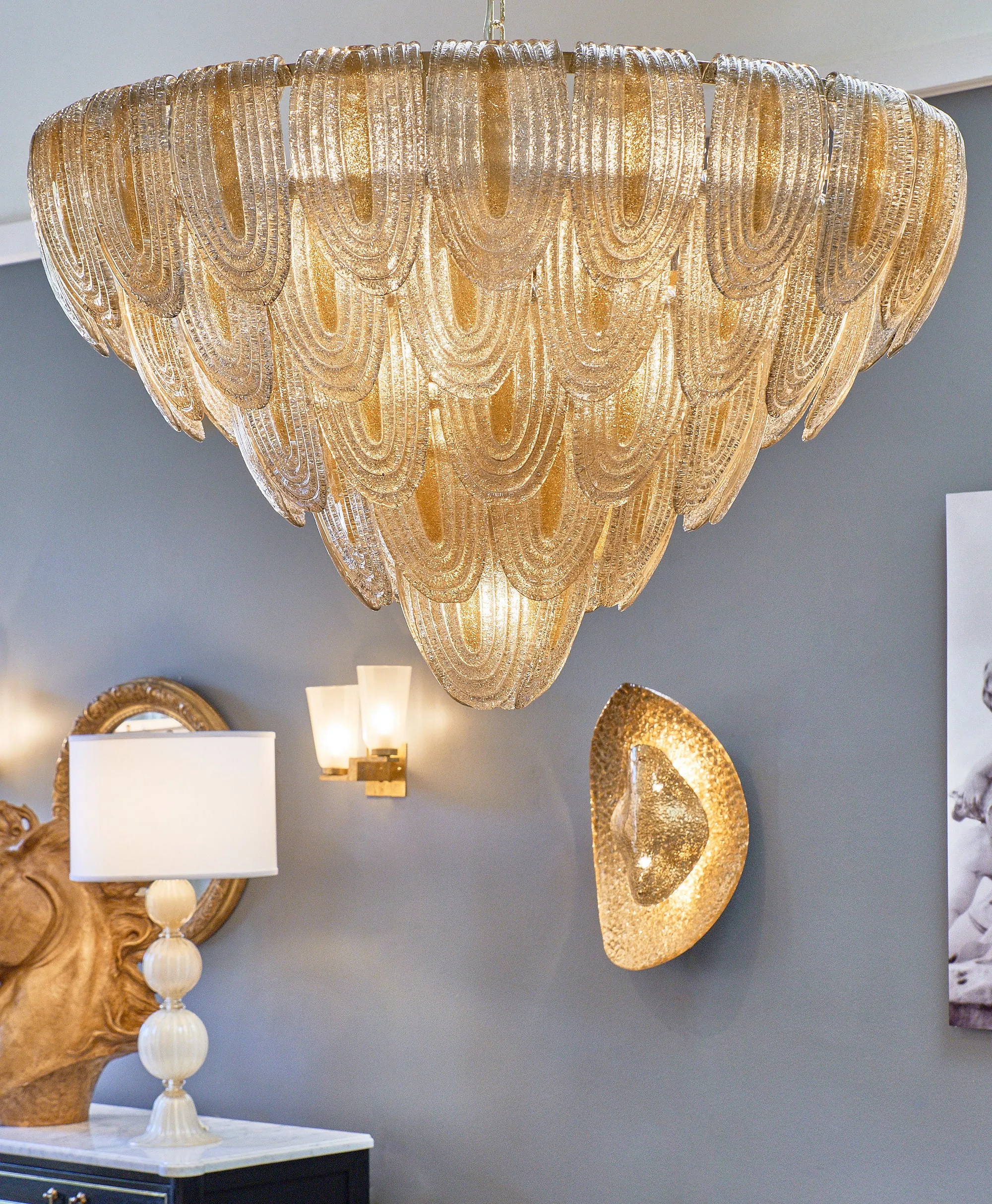 Art Deco Style Murano Glass Chandelier