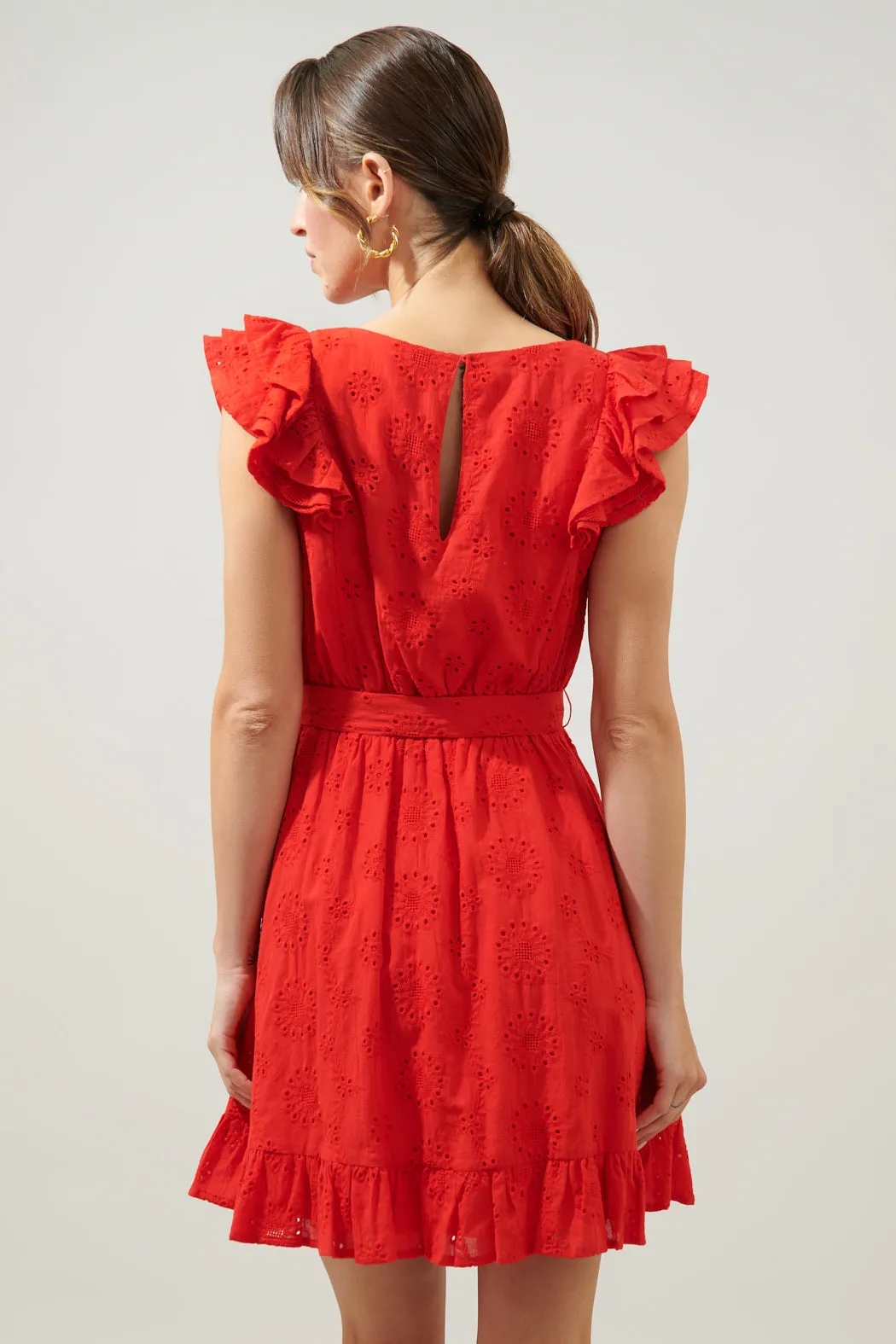 Aurellia Ruffle Eyelet Mini Dress