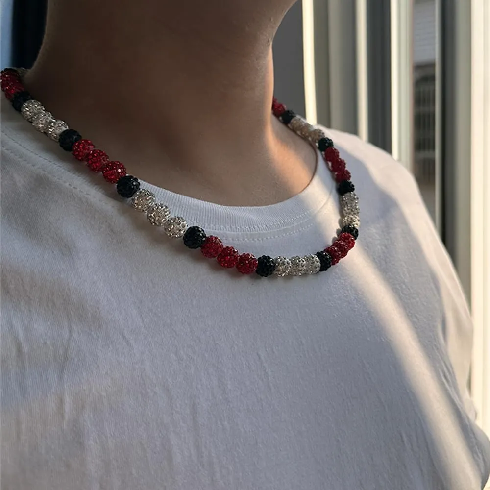 Baseball Necklace 16in/19in/22in Glitter Rhinestone Clay Beaded Necklace for Men Cool Gifts for Baseball Players Lovers