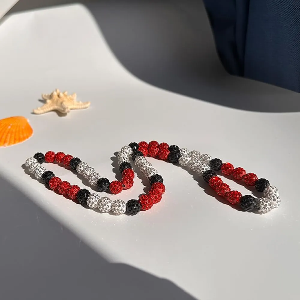 Baseball Necklace 16in/19in/22in Glitter Rhinestone Clay Beaded Necklace for Men Cool Gifts for Baseball Players Lovers