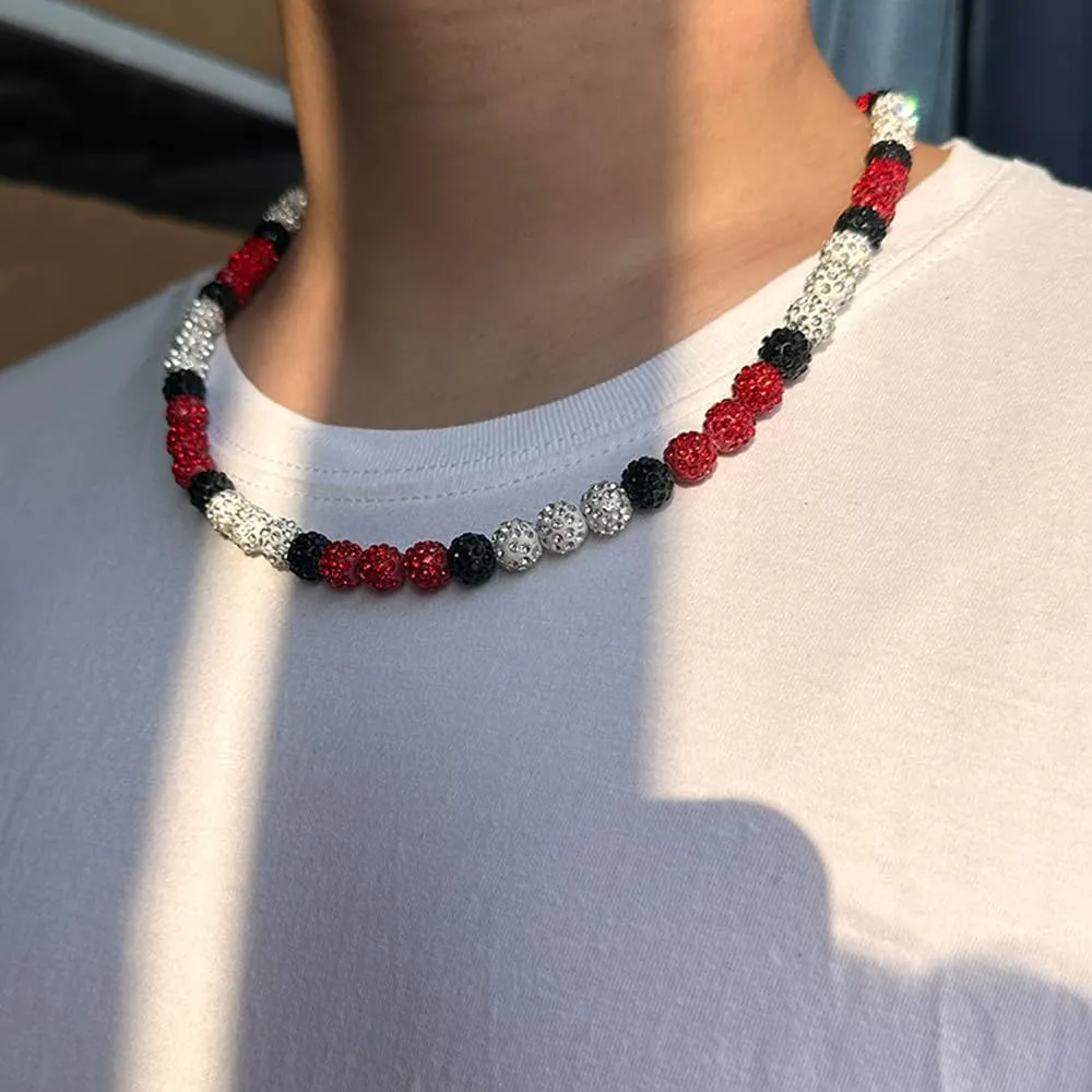 Baseball Necklace 16in/19in/22in Glitter Rhinestone Clay Beaded Necklace for Men Cool Gifts for Baseball Players Lovers