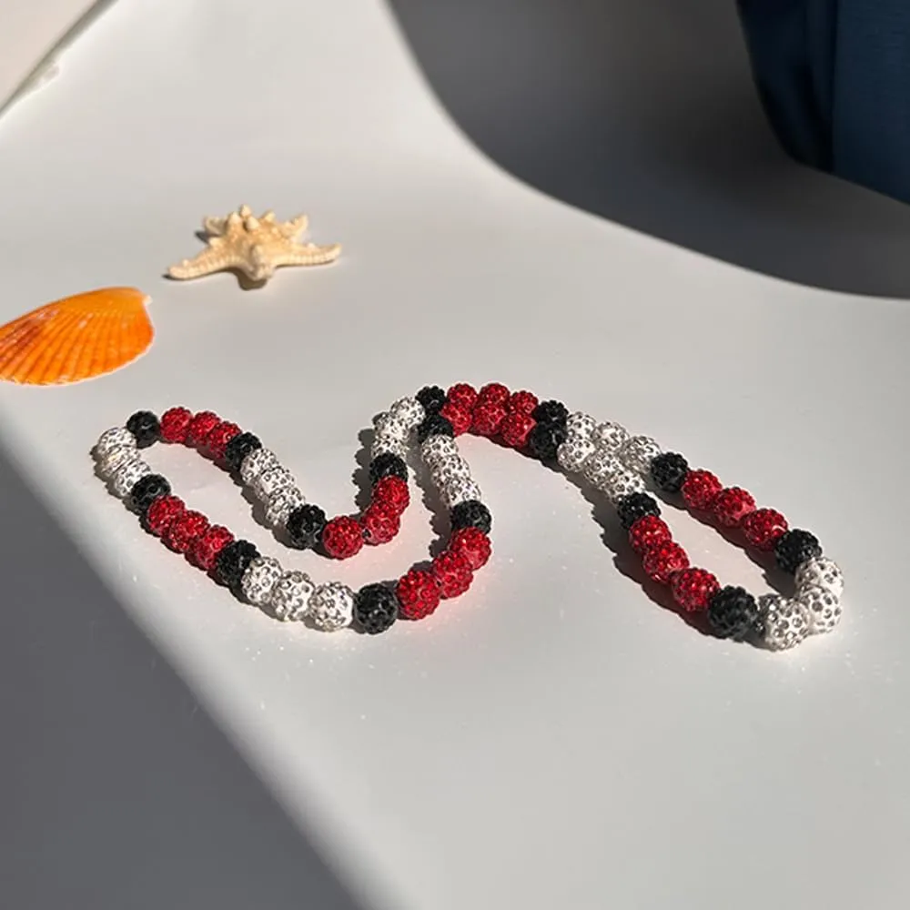 Baseball Necklace 16in/19in/22in Glitter Rhinestone Clay Beaded Necklace for Men Cool Gifts for Baseball Players Lovers