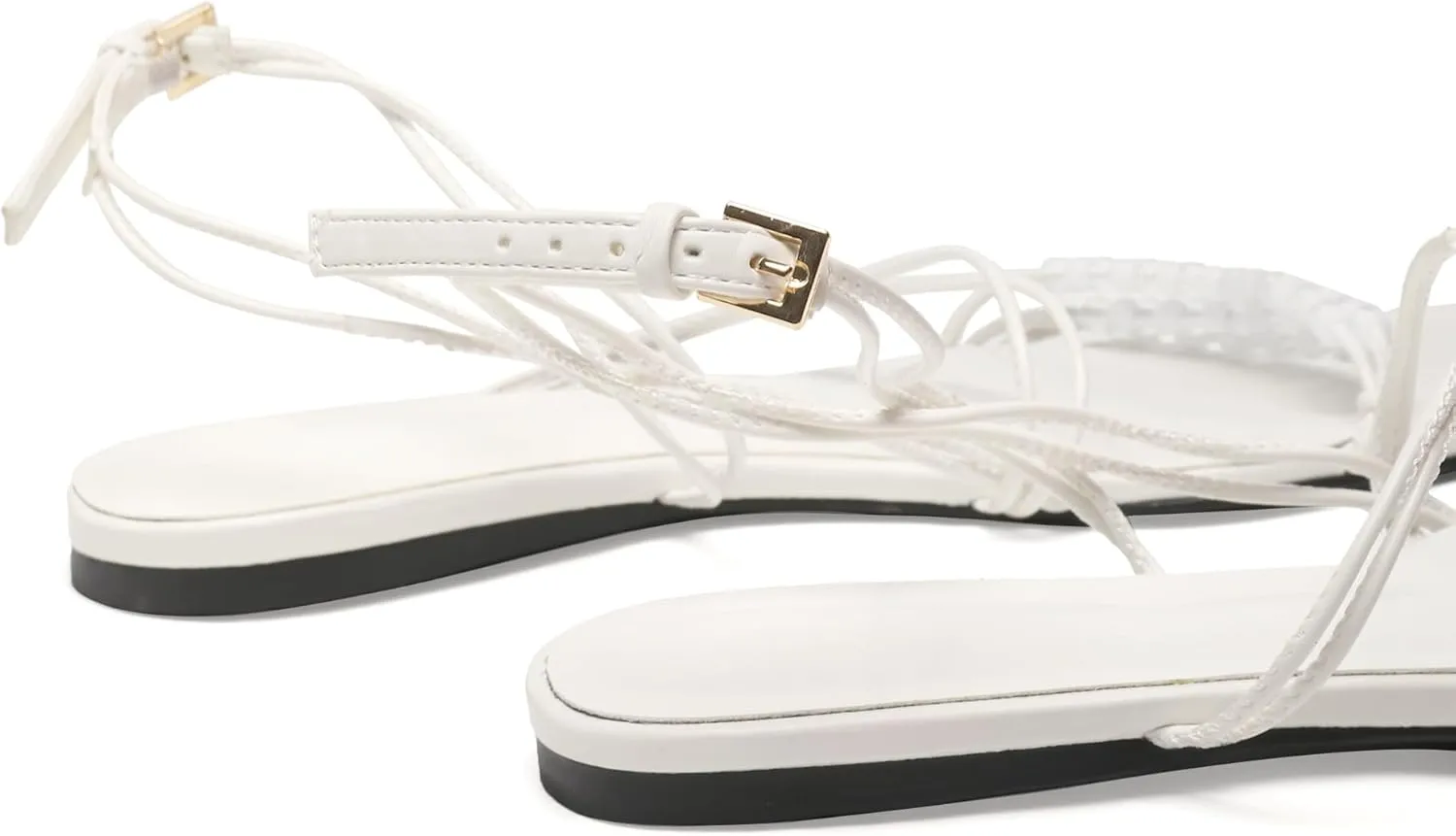 Beaded Flat Sandals for Women Ankle Strap Open Toe Slide Sandals Lace up Casual Summer Dressy Beach Sandals