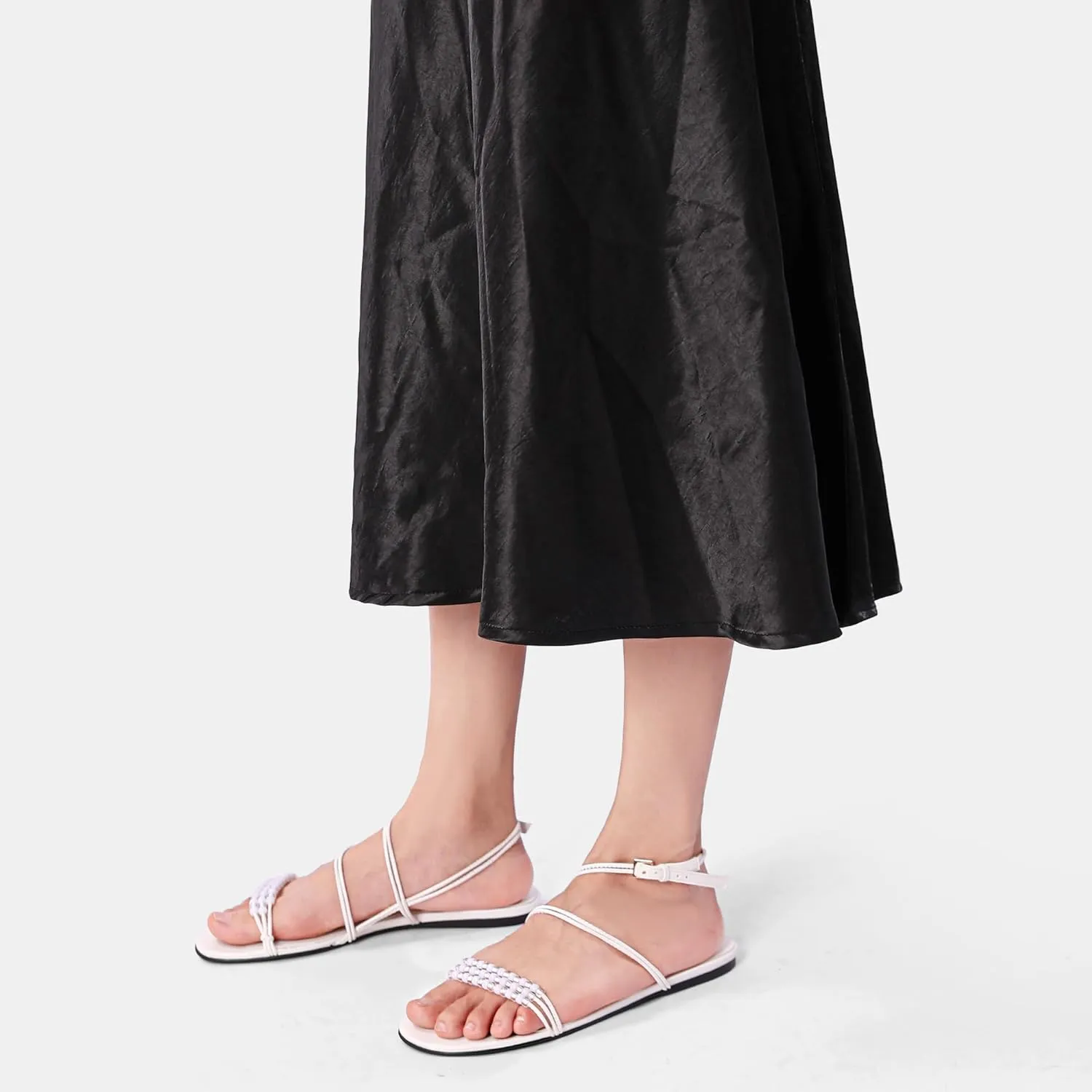 Beaded Flat Sandals for Women Ankle Strap Open Toe Slide Sandals Lace up Casual Summer Dressy Beach Sandals