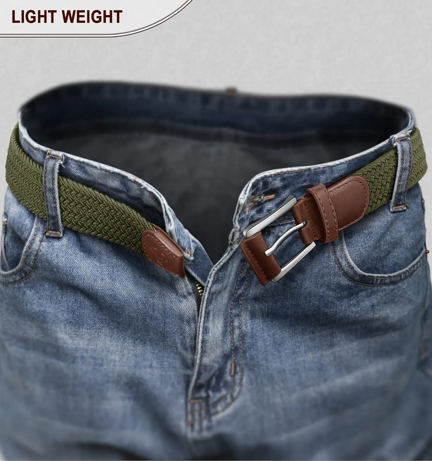 BULLIANT Stretch Belt Men,Mens Gift Woven Braided Web Belt 1 3/8 for Golf Casual Pants Shirts Jeans