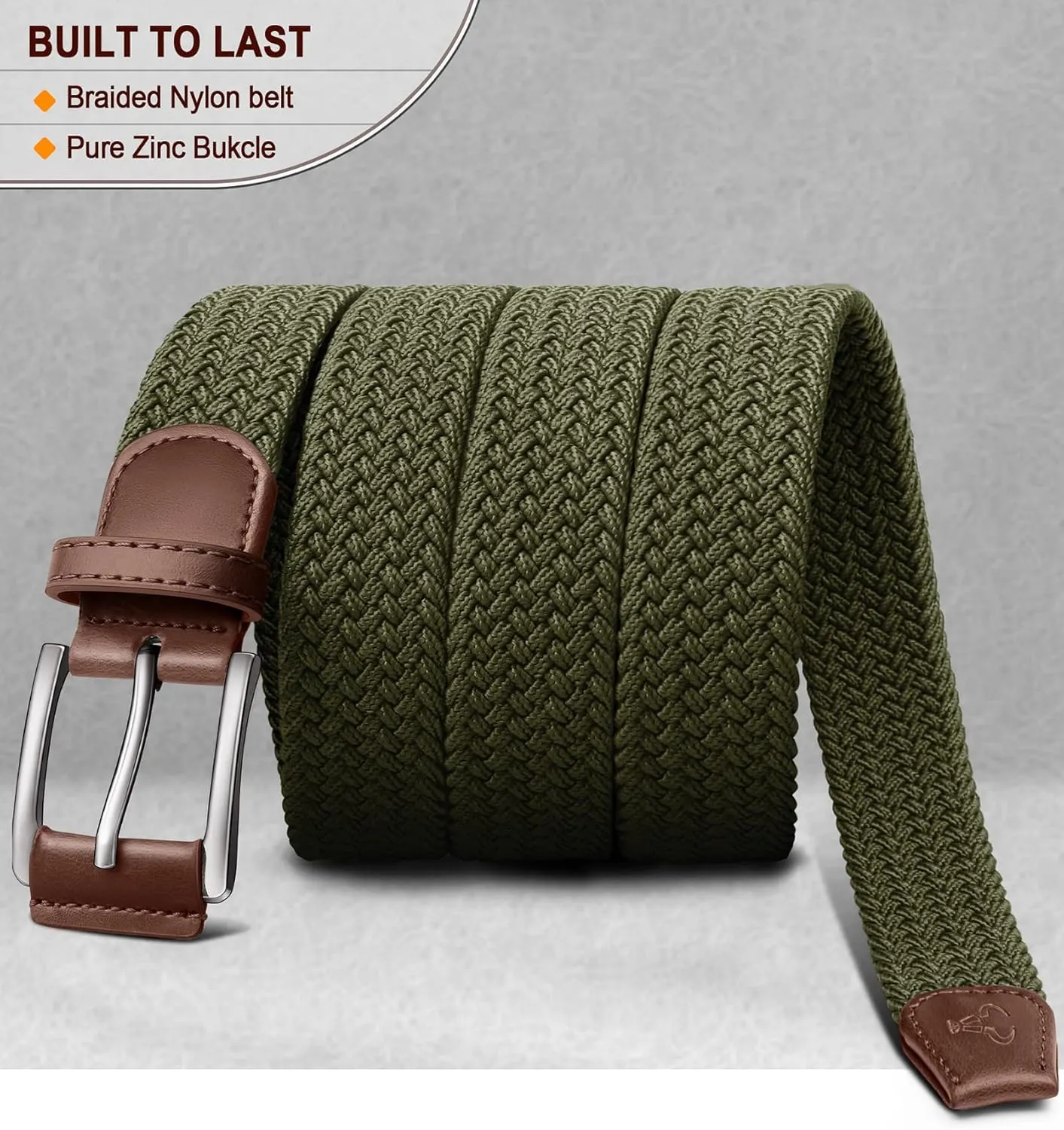 BULLIANT Stretch Belt Men,Mens Gift Woven Braided Web Belt 1 3/8 for Golf Casual Pants Shirts Jeans