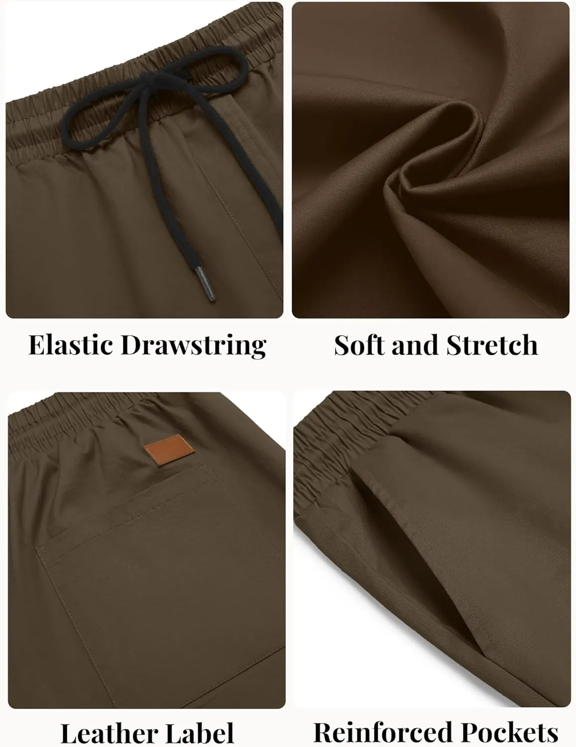 COOFANDY Men's Casual Shorts Cotton Elastic Waist Drawstring Shorts Lightweight Summer Beach Shorts