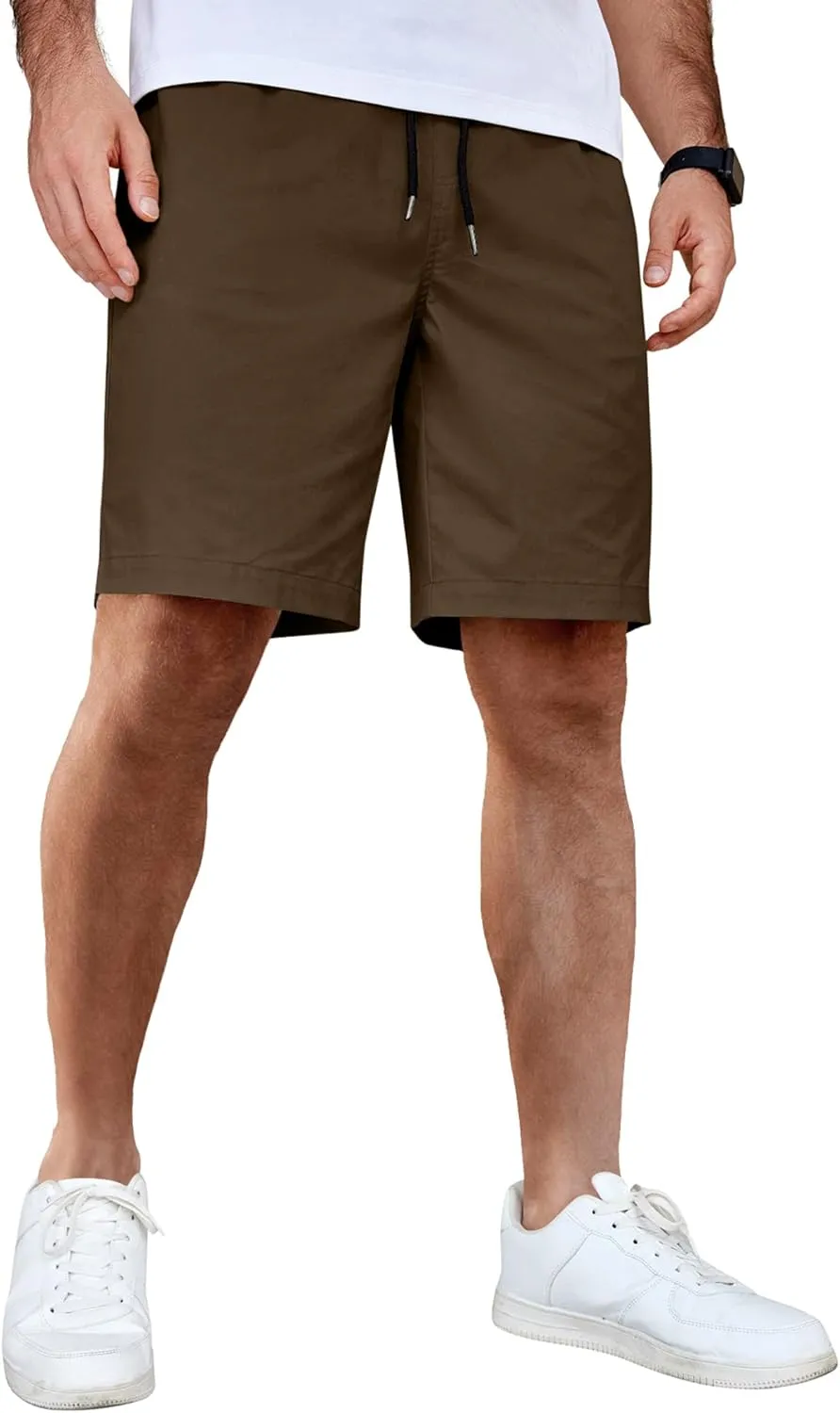 COOFANDY Men's Casual Shorts Cotton Elastic Waist Drawstring Shorts Lightweight Summer Beach Shorts