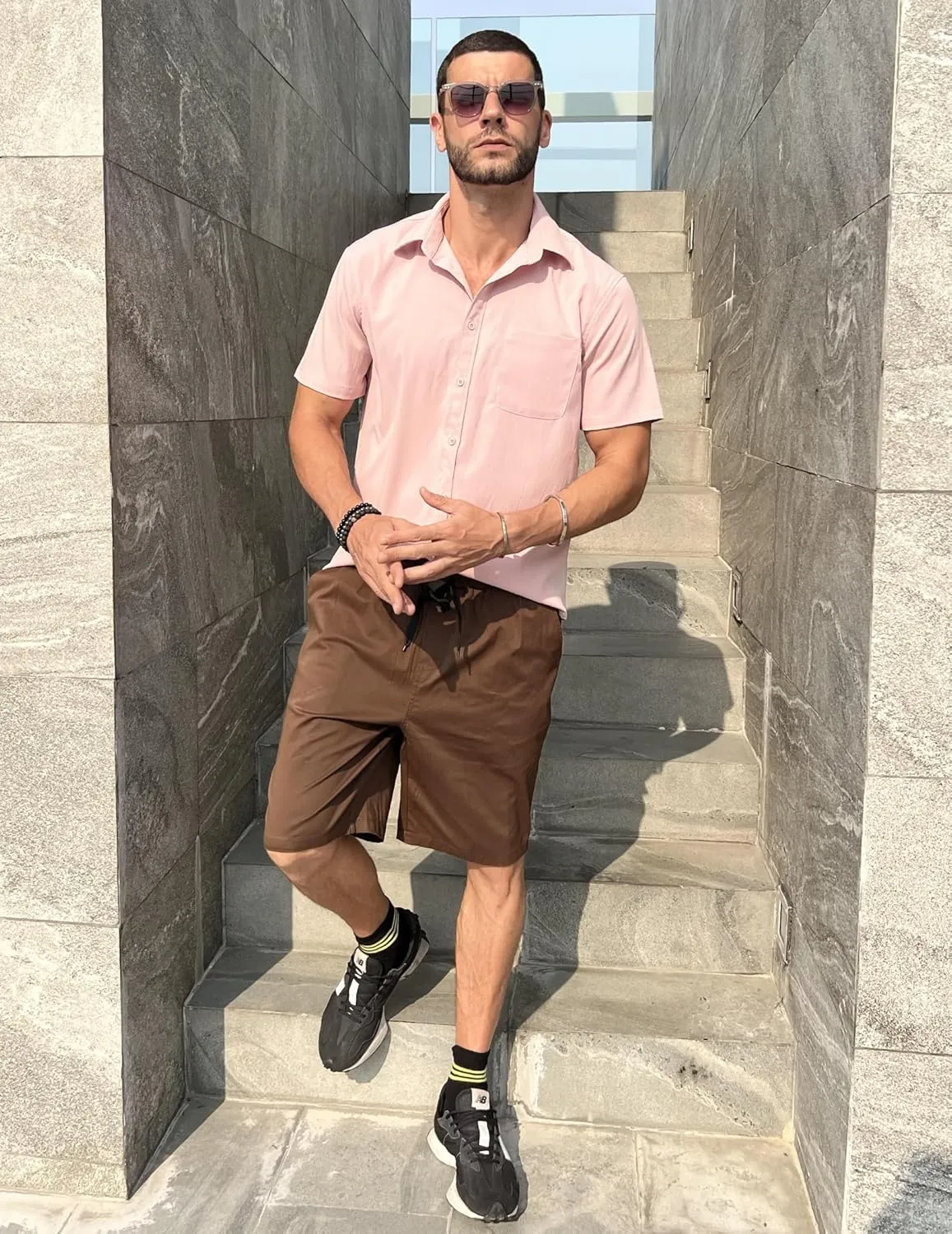 COOFANDY Men's Casual Shorts Cotton Elastic Waist Drawstring Shorts Lightweight Summer Beach Shorts