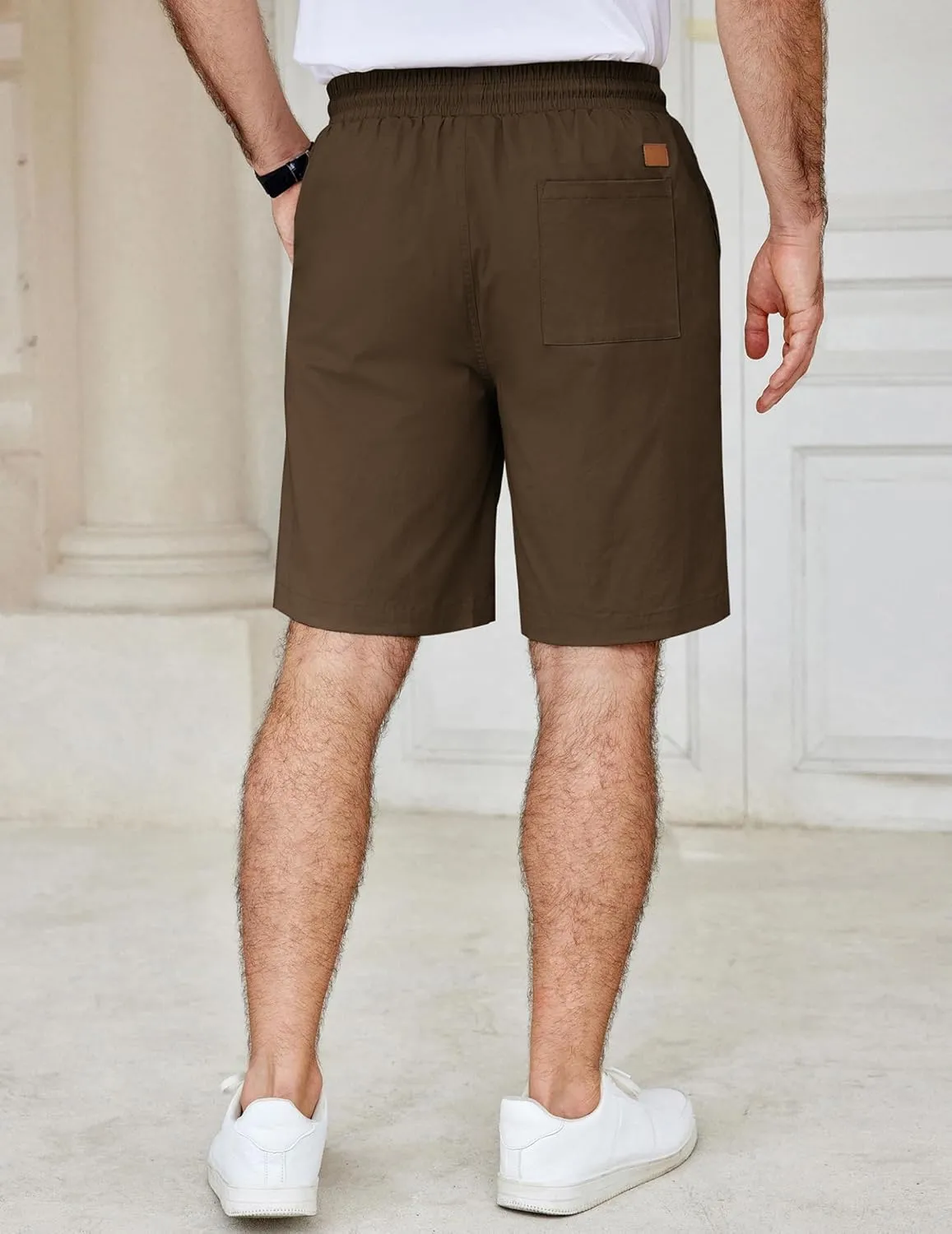 COOFANDY Men's Casual Shorts Cotton Elastic Waist Drawstring Shorts Lightweight Summer Beach Shorts