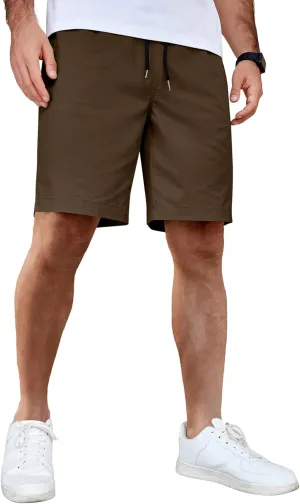 COOFANDY Men's Casual Shorts Cotton Elastic Waist Drawstring Shorts Lightweight Summer Beach Shorts