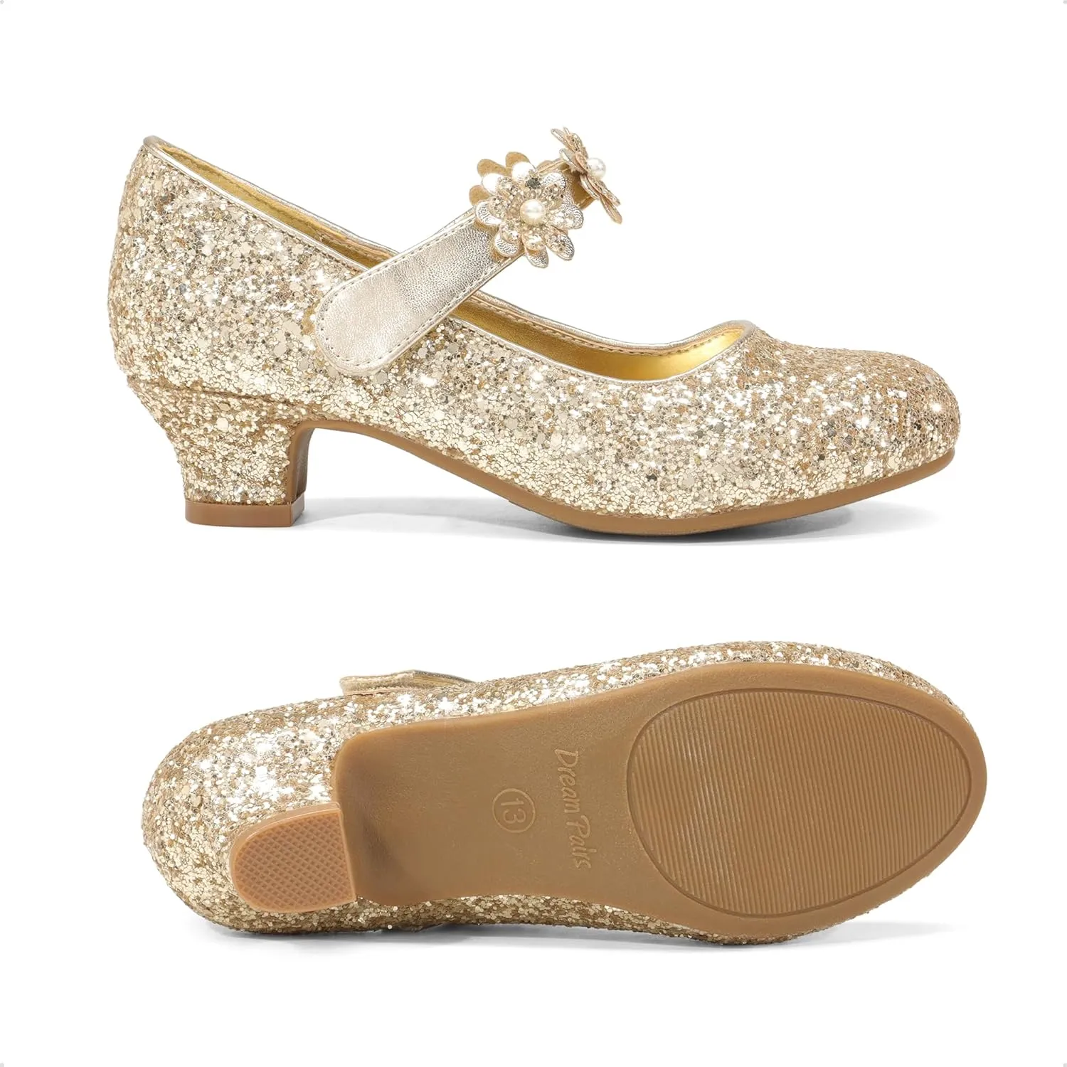DREAM PAIRS Girls Mary Jane Dress Shoes Pumps Low Heels Flower Party Wedding Princess