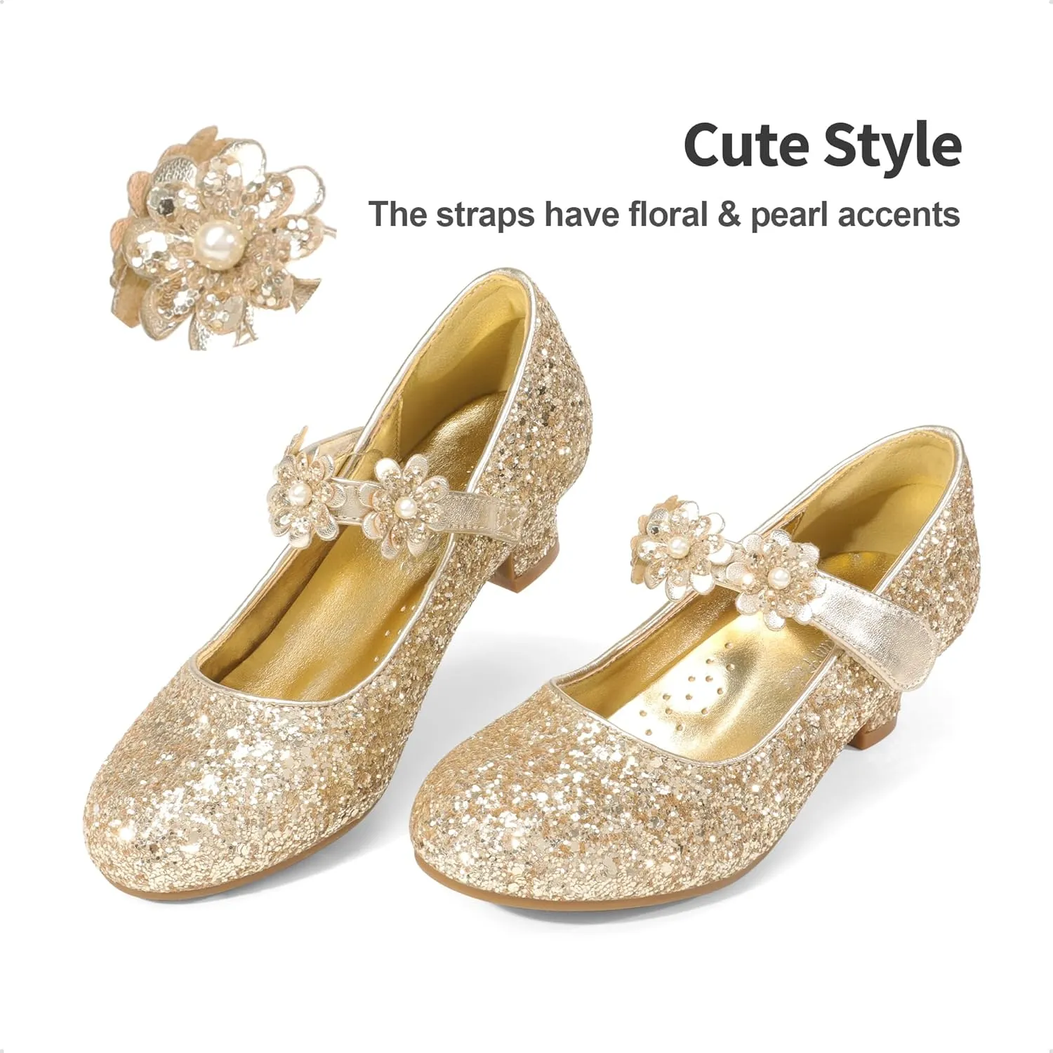 DREAM PAIRS Girls Mary Jane Dress Shoes Pumps Low Heels Flower Party Wedding Princess