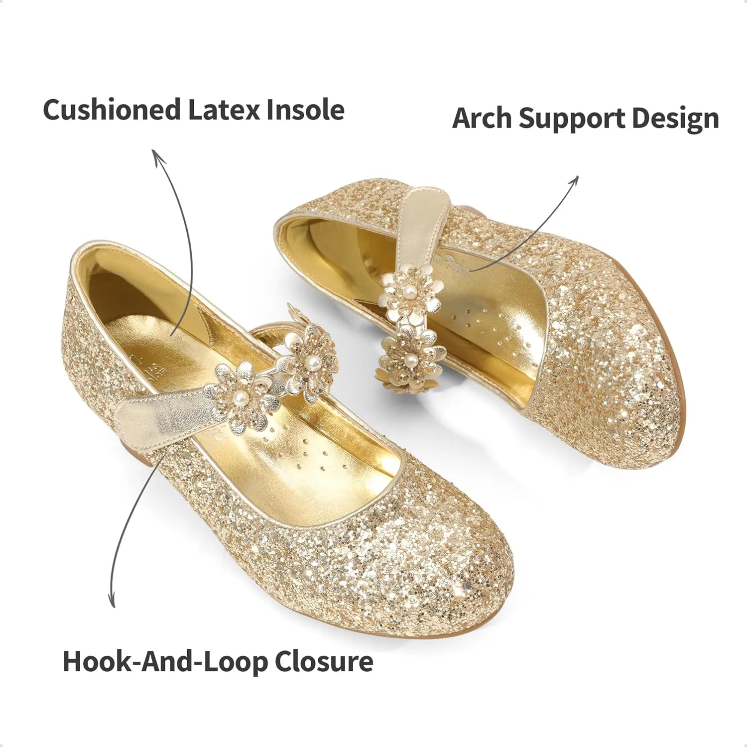 DREAM PAIRS Girls Mary Jane Dress Shoes Pumps Low Heels Flower Party Wedding Princess