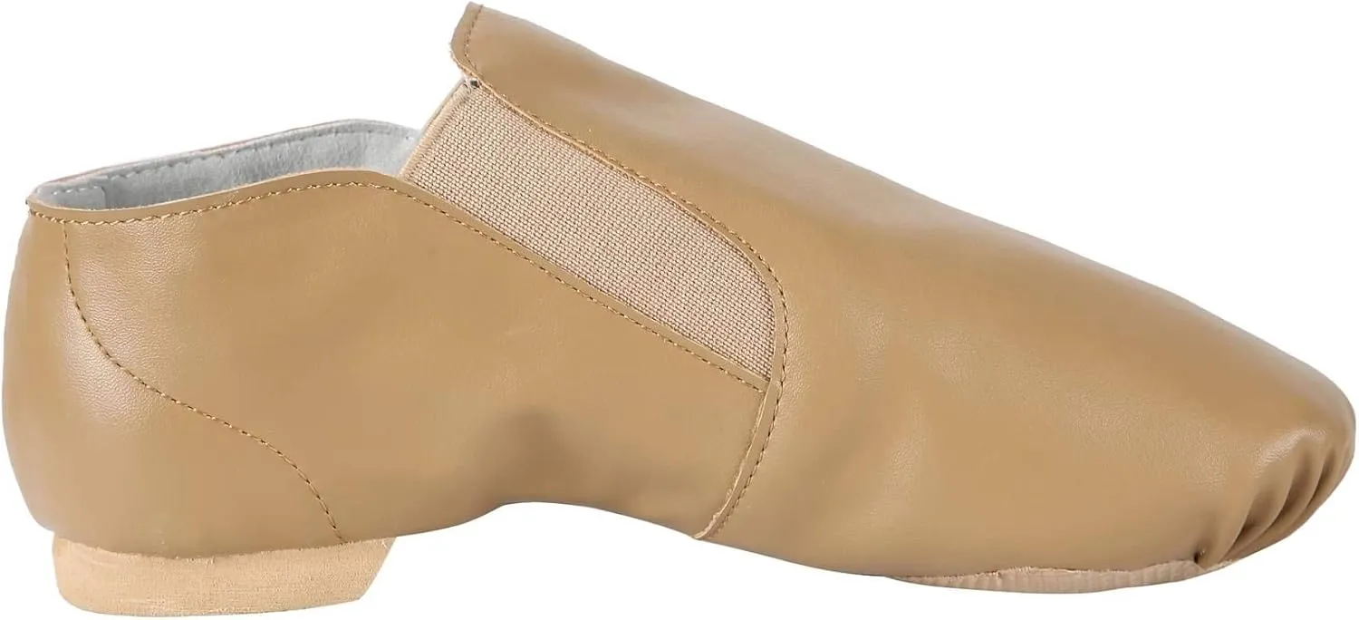 Dynadans PU Leather Jazz Shoe Slip On Dance Shoes with Side Elastics for Girls and Boys (Toddler/Little Kid/Big Kid)
