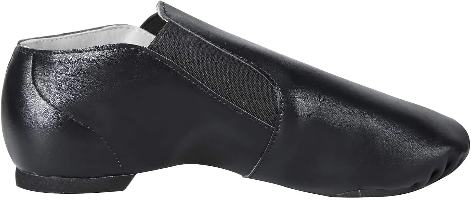Dynadans PU Leather Jazz Shoe Slip On Dance Shoes with Side Elastics for Girls and Boys (Toddler/Little Kid/Big Kid)
