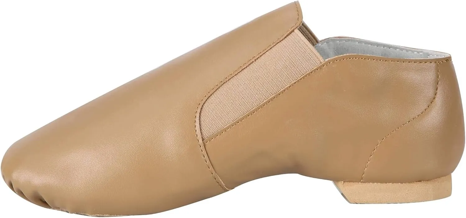 Dynadans PU Leather Jazz Shoe Slip On Dance Shoes with Side Elastics for Girls and Boys (Toddler/Little Kid/Big Kid)