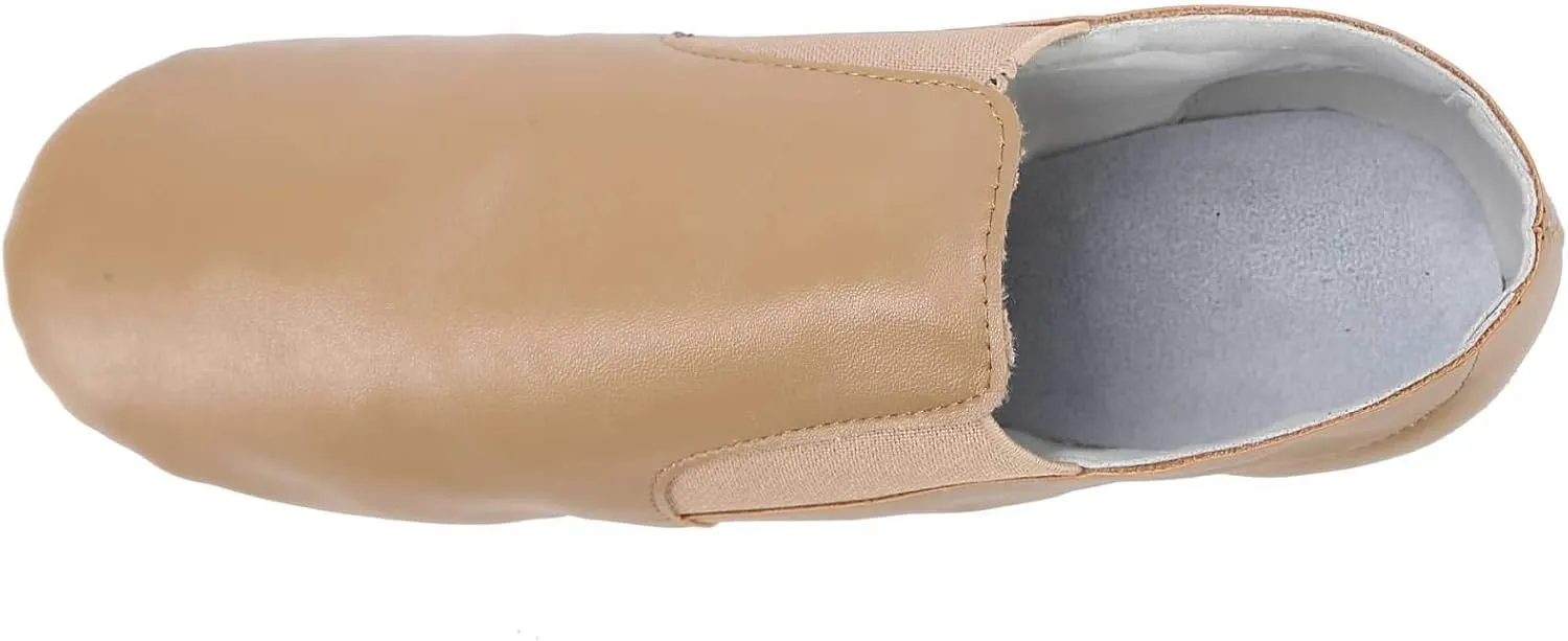 Dynadans PU Leather Jazz Shoe Slip On Dance Shoes with Side Elastics for Girls and Boys (Toddler/Little Kid/Big Kid)