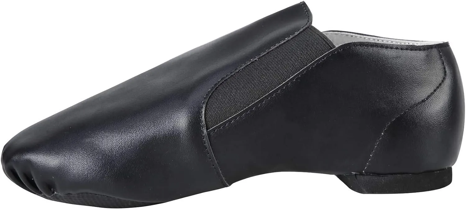 Dynadans PU Leather Jazz Shoe Slip On Dance Shoes with Side Elastics for Girls and Boys (Toddler/Little Kid/Big Kid)