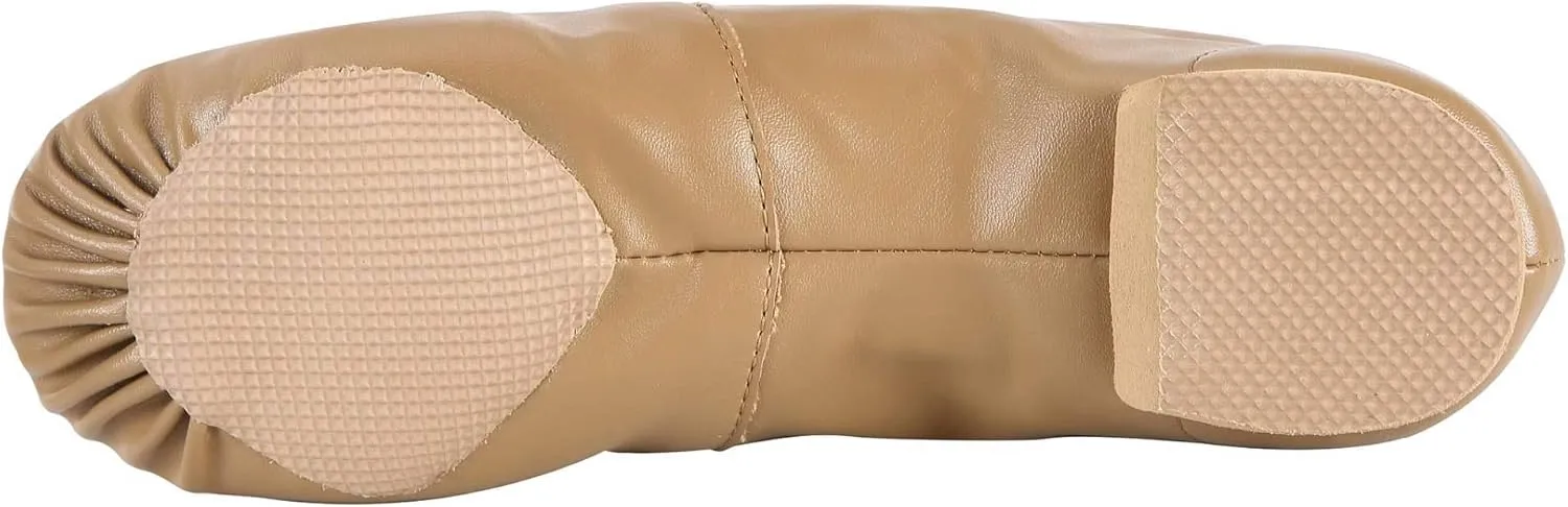 Dynadans PU Leather Jazz Shoe Slip On Dance Shoes with Side Elastics for Girls and Boys (Toddler/Little Kid/Big Kid)