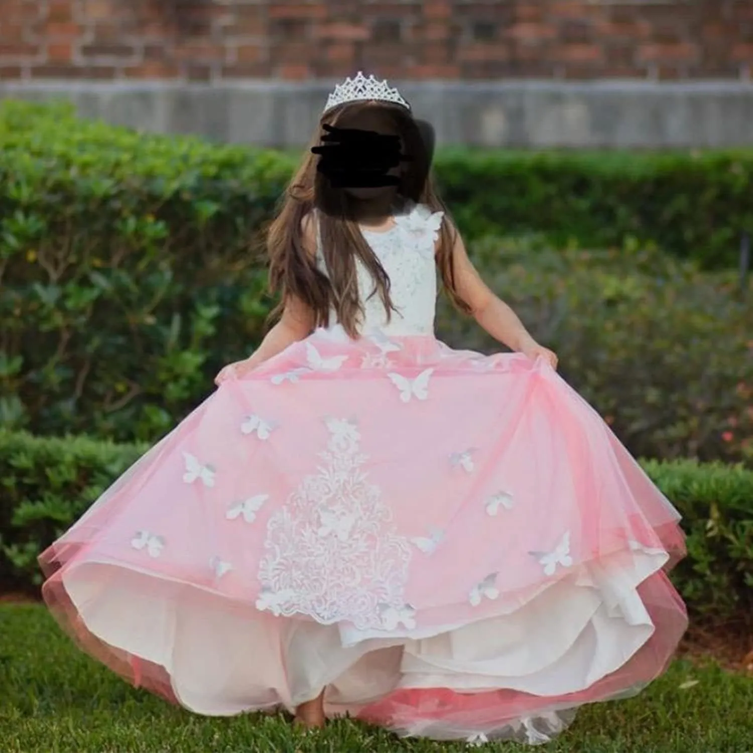 Flower Girl Dress Kids Lace Beaded Pageant Ball Gowns