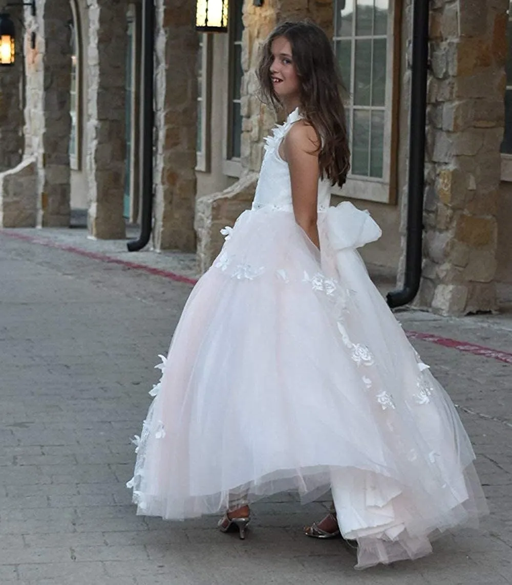 Flower Girl Dress Kids Lace Beaded Pageant Ball Gowns