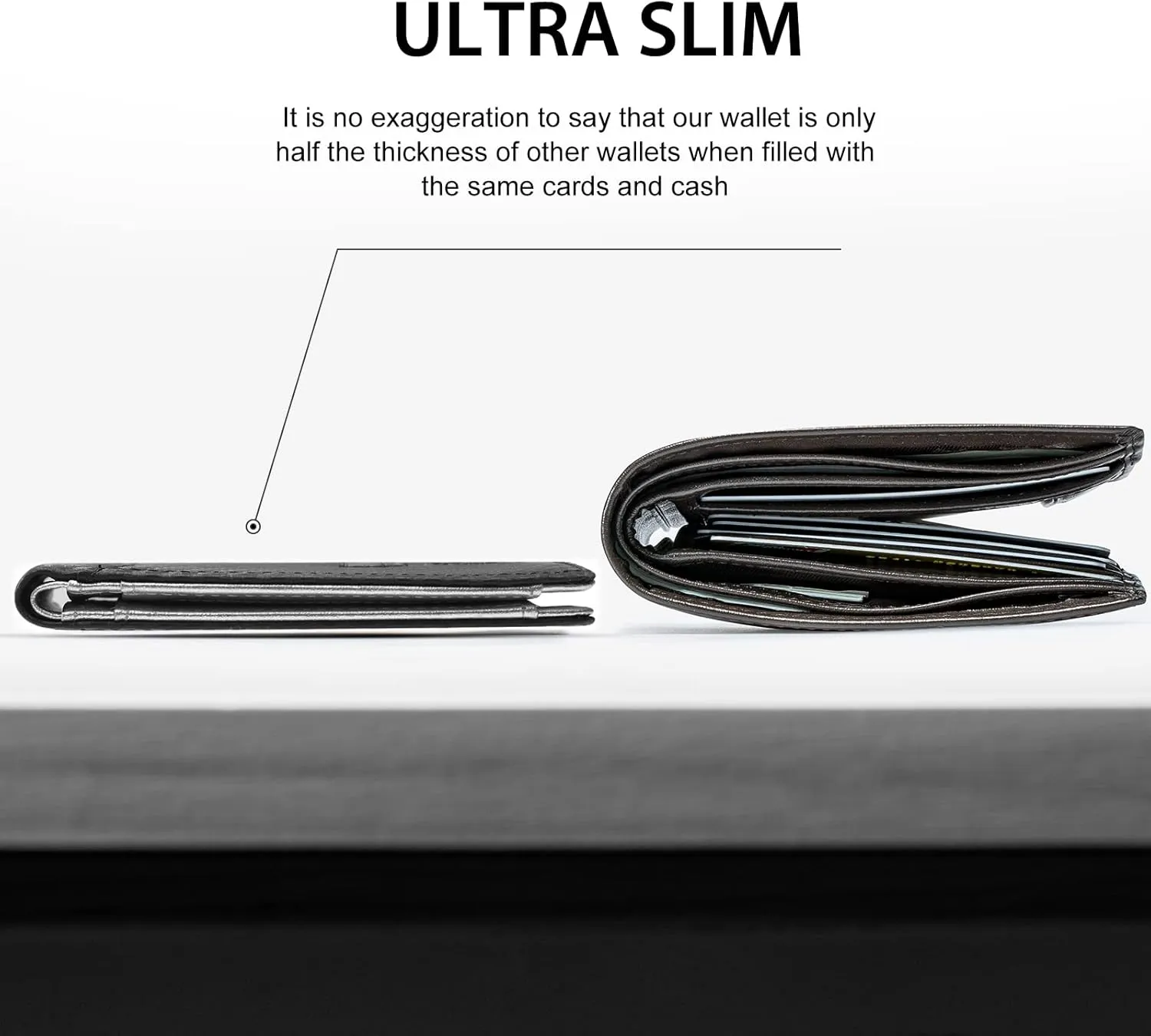 GSOIAX Mens Slim Wallet RFID Blocking Bifold wallets for men Minimalist Genuine Leather Carbon Fiber Card Holder Money Clip Thin Mens with Gift Box (Carbon Fiber and Sliver)
