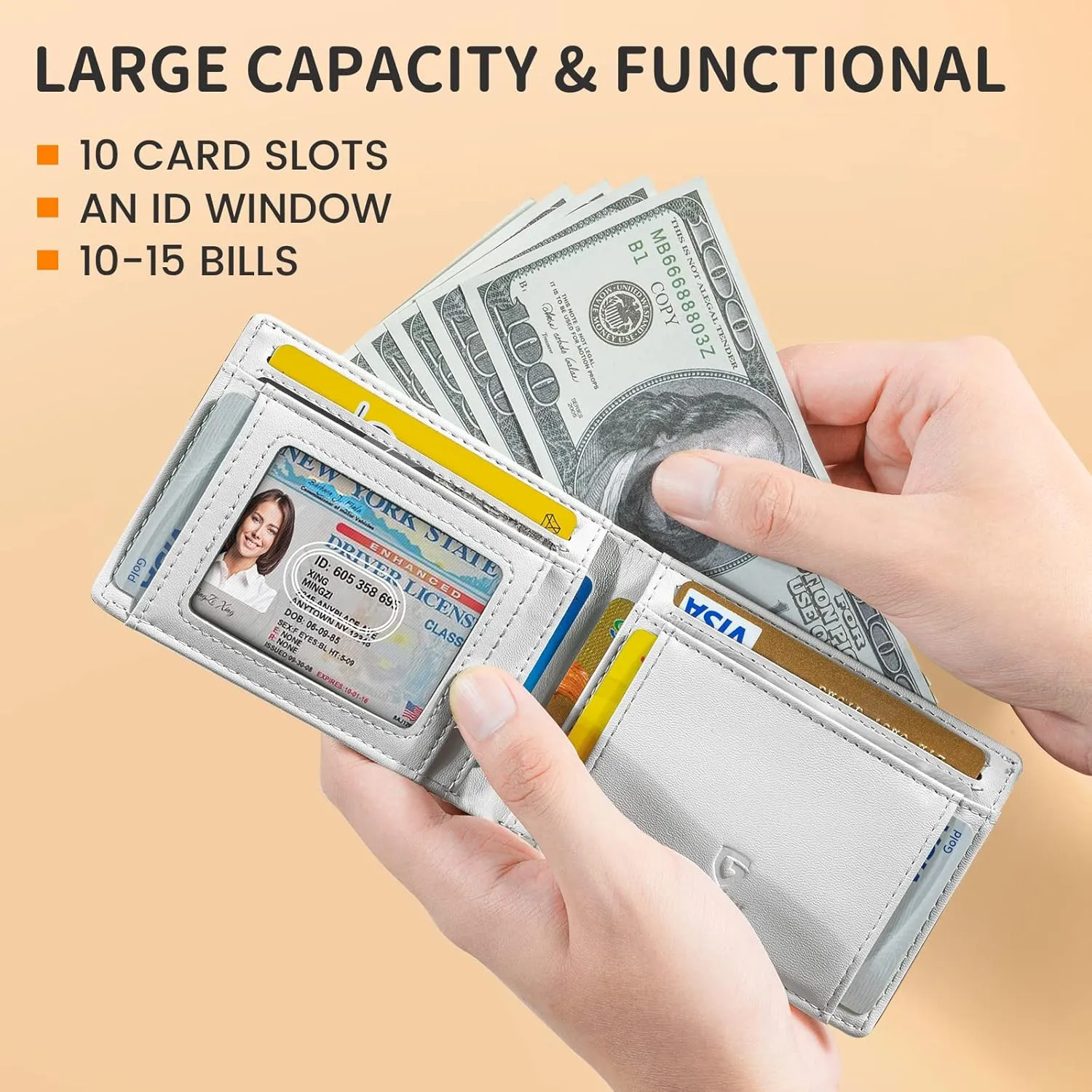 GSOIAX Mens Slim Wallet RFID Blocking Bifold wallets for men Minimalist Genuine Leather Carbon Fiber Card Holder Money Clip Thin Mens with Gift Box (Carbon Fiber and Sliver)