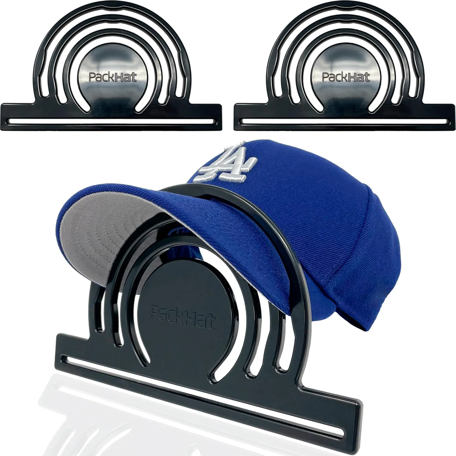 Hat Brim Bender (2-Pack) - Triple XL Curving Slots with Integrated Straightener for Convenient Hat Bill Shaping, Perfect Cap Curver Band, Steaming Safe - USA Patent Pending, Black