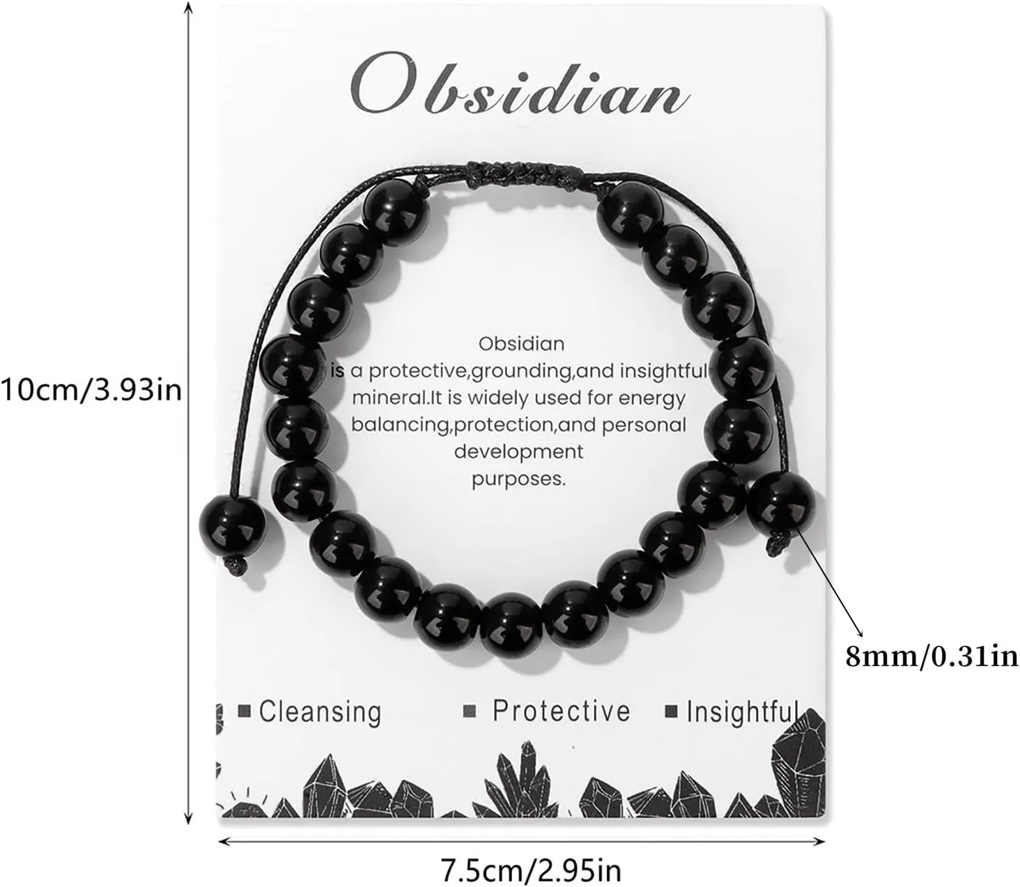 Healing Crystal Bracelet for Women 8mm Natural Stone Crystal Beaded Bracelets Adjustable Handmade Gemstone Bracelet Healing Jewelry Mother's Day Gifts for Women