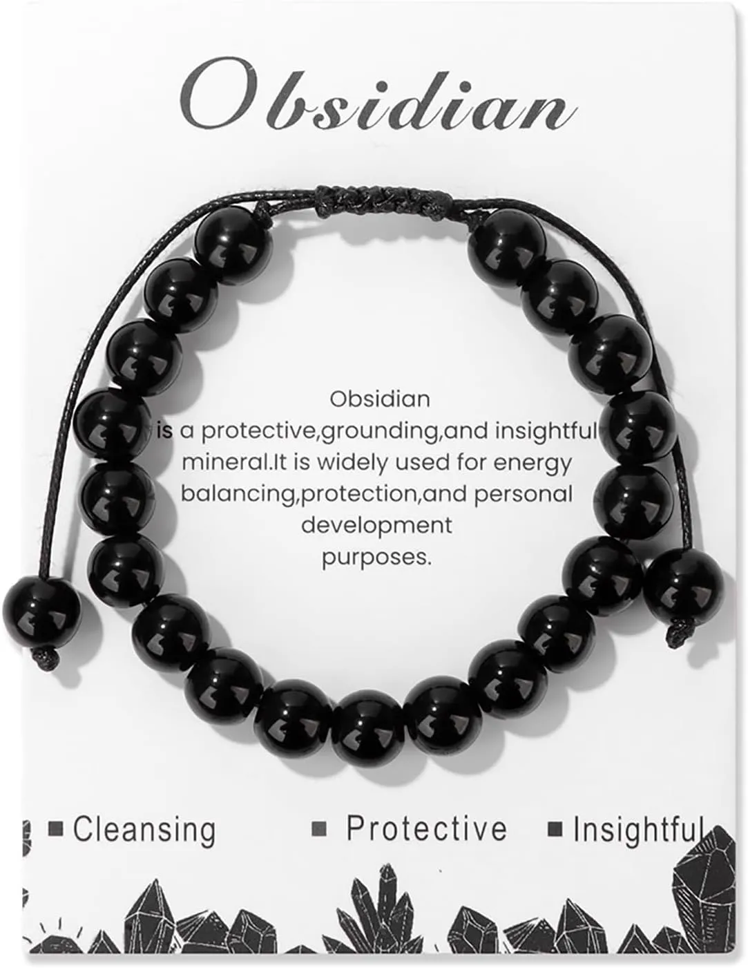 Healing Crystal Bracelet for Women 8mm Natural Stone Crystal Beaded Bracelets Adjustable Handmade Gemstone Bracelet Healing Jewelry Mother's Day Gifts for Women