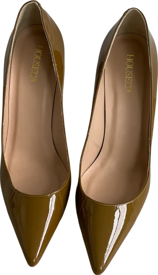 House of CB Brown Paris 4” Patent Leather Pointy Toe Heels UK 8 EU 41 👠