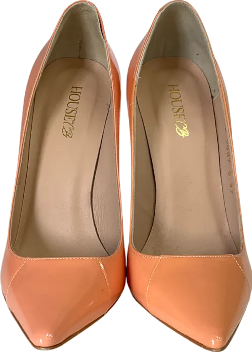 House of CB Orange Paris 5" Tan Patent Leather Pointy Toe Heels UK 4 EU 37 👠