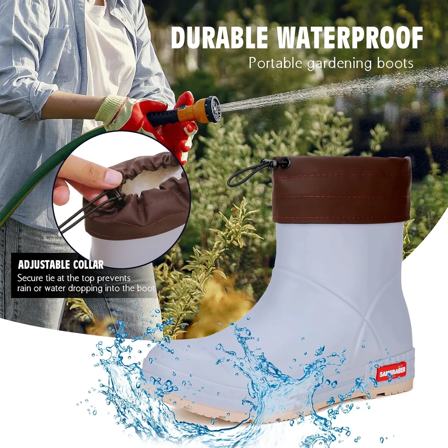 HSBDNZQ Rain Boots for Women, Lightweight Warm Waterproof Rain Boots, Anti-Slipping Garden Boots Soft and Durable, Chelsea Rain Boots with Comfortable Insoles for Outdoor