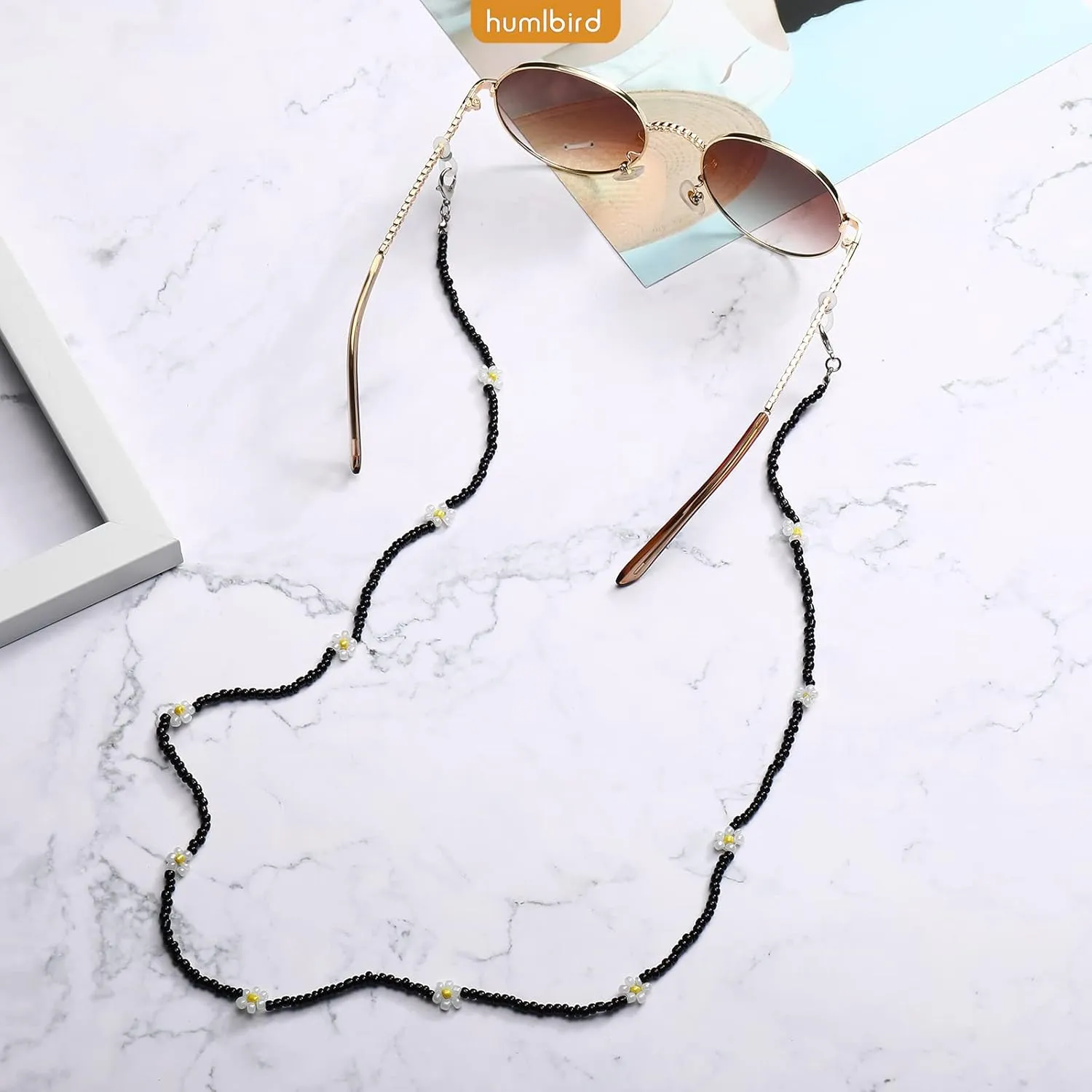 humlbird Mask Lanyard Eyeglasses Chain Healing Crystal Beaded Sunglasses Chains with Pearl for Women