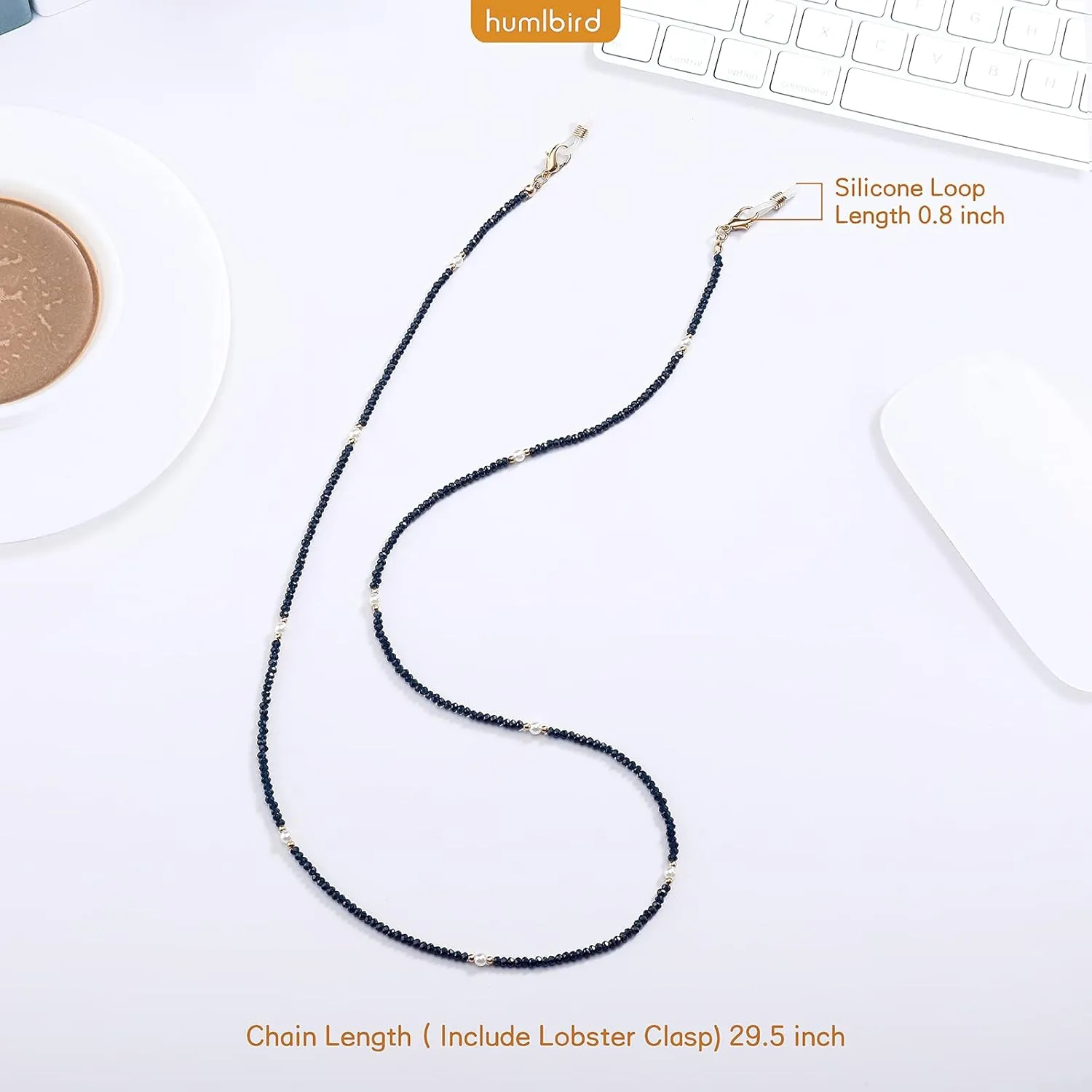 humlbird Mask Lanyard Eyeglasses Chain Healing Crystal Beaded Sunglasses Chains with Pearl for Women
