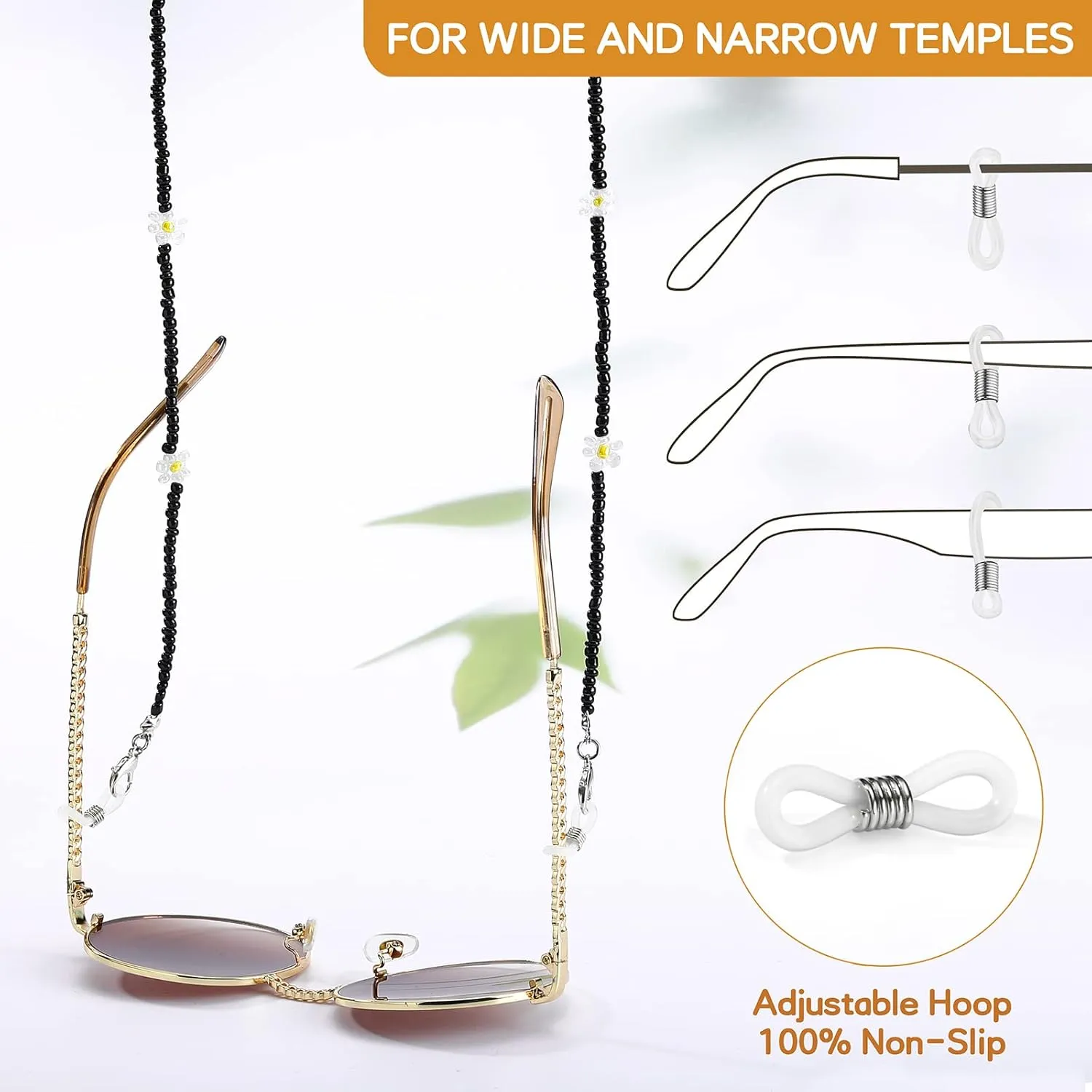 humlbird Mask Lanyard Eyeglasses Chain Healing Crystal Beaded Sunglasses Chains with Pearl for Women