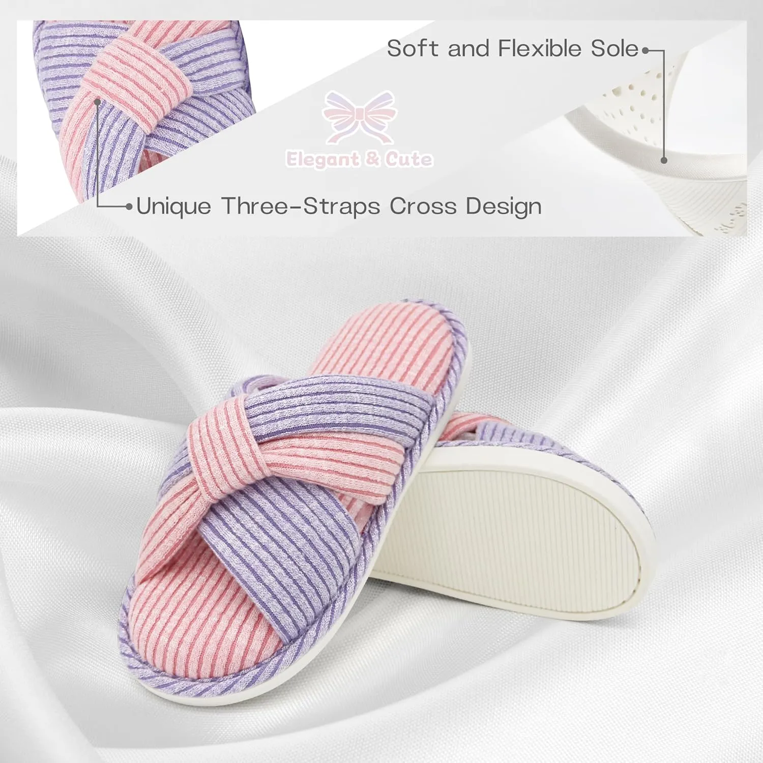Jerzmy Cross Slippers for Women, Comfy Memory Foam House Bedroom Slippers Trendy Woman Gifts Home Shoes for Room Indoor Kitchen