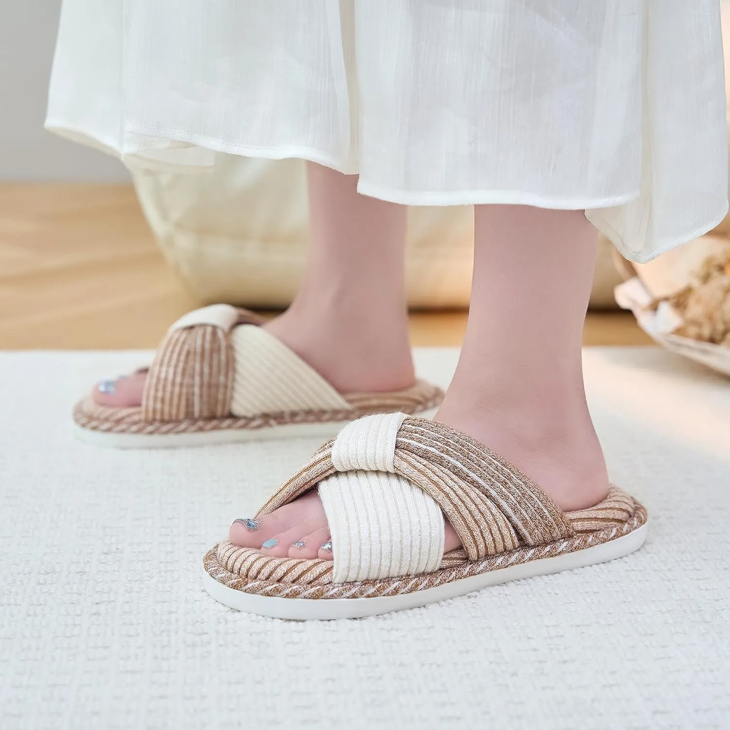 Jerzmy Cross Slippers for Women, Comfy Memory Foam House Bedroom Slippers Trendy Woman Gifts Home Shoes for Room Indoor Kitchen