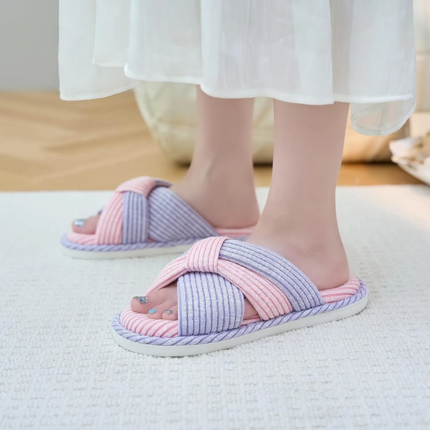 Jerzmy Cross Slippers for Women, Comfy Memory Foam House Bedroom Slippers Trendy Woman Gifts Home Shoes for Room Indoor Kitchen