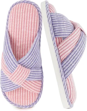 Jerzmy Cross Slippers for Women, Comfy Memory Foam House Bedroom Slippers Trendy Woman Gifts Home Shoes for Room Indoor Kitchen