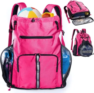 Large Beach Backpack Waterproof Sandproof - Customized Oversized Drawstring Pool Bag with Shoe Compartment for Toiletries, Towels, Gym, Travel