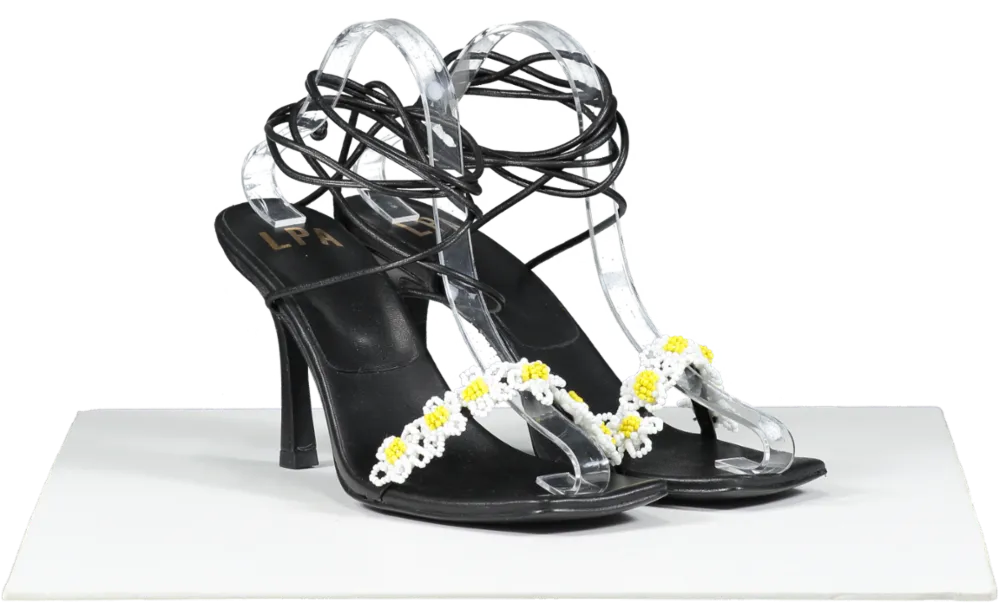 LPA Black Beaded Daisy Sandal UK 6