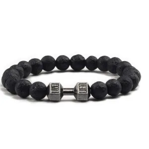 Rock Bracelet - Stylish Matching Beaded Bracelets for Men & Women with Trendy Dumbbells, Comfortable Elastic Rope - Bead Bracelet Men & Women