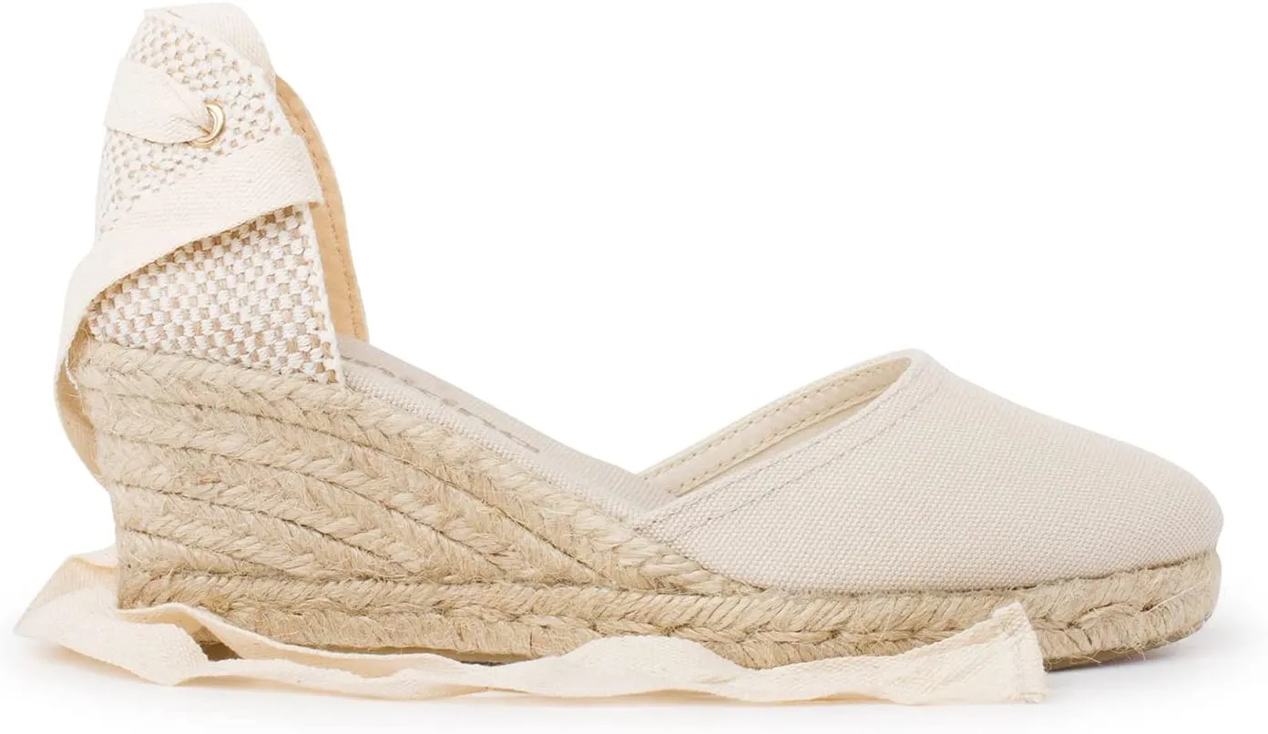 Sevilla Authentic Spanish Espadrille Wedge Sandals for Women - Sustainable, Eco Friendly, Vegan Shoes. Classic Style, Organic Cotton Canvas Upper, Comfy Insole, Jute Midsole, Rubber Sole. Made in Spain