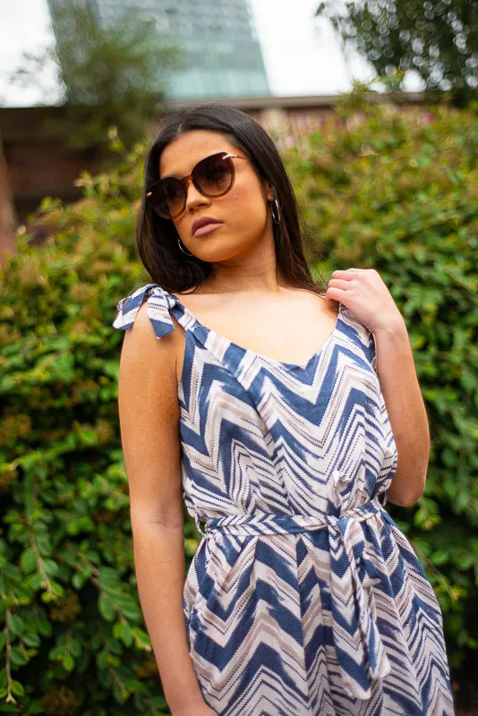 Shannon Navy/Peach Diamond Aztec Jumpsuit
