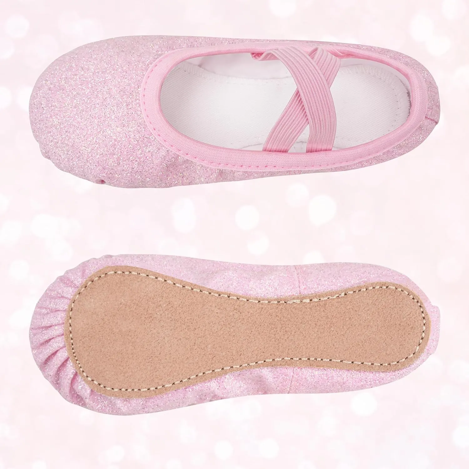 Stelle Ballet Shoes for Girls Glitter | Metallic Faux Leather Ballet Slippers Dance Shoes for Toddler/Little/Big Kids