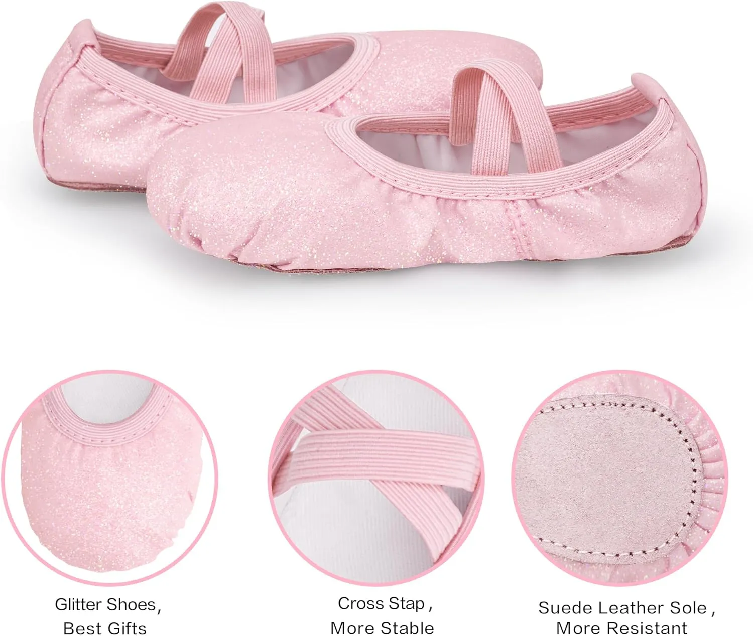 Stelle Ballet Shoes for Girls Glitter | Metallic Faux Leather Ballet Slippers Dance Shoes for Toddler/Little/Big Kids