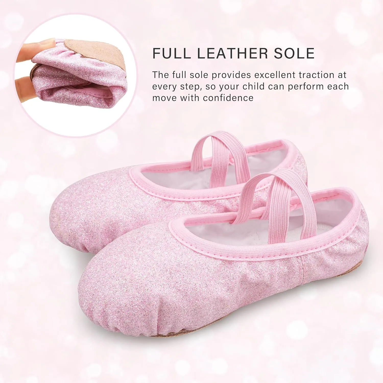 Stelle Ballet Shoes for Girls Glitter | Metallic Faux Leather Ballet Slippers Dance Shoes for Toddler/Little/Big Kids