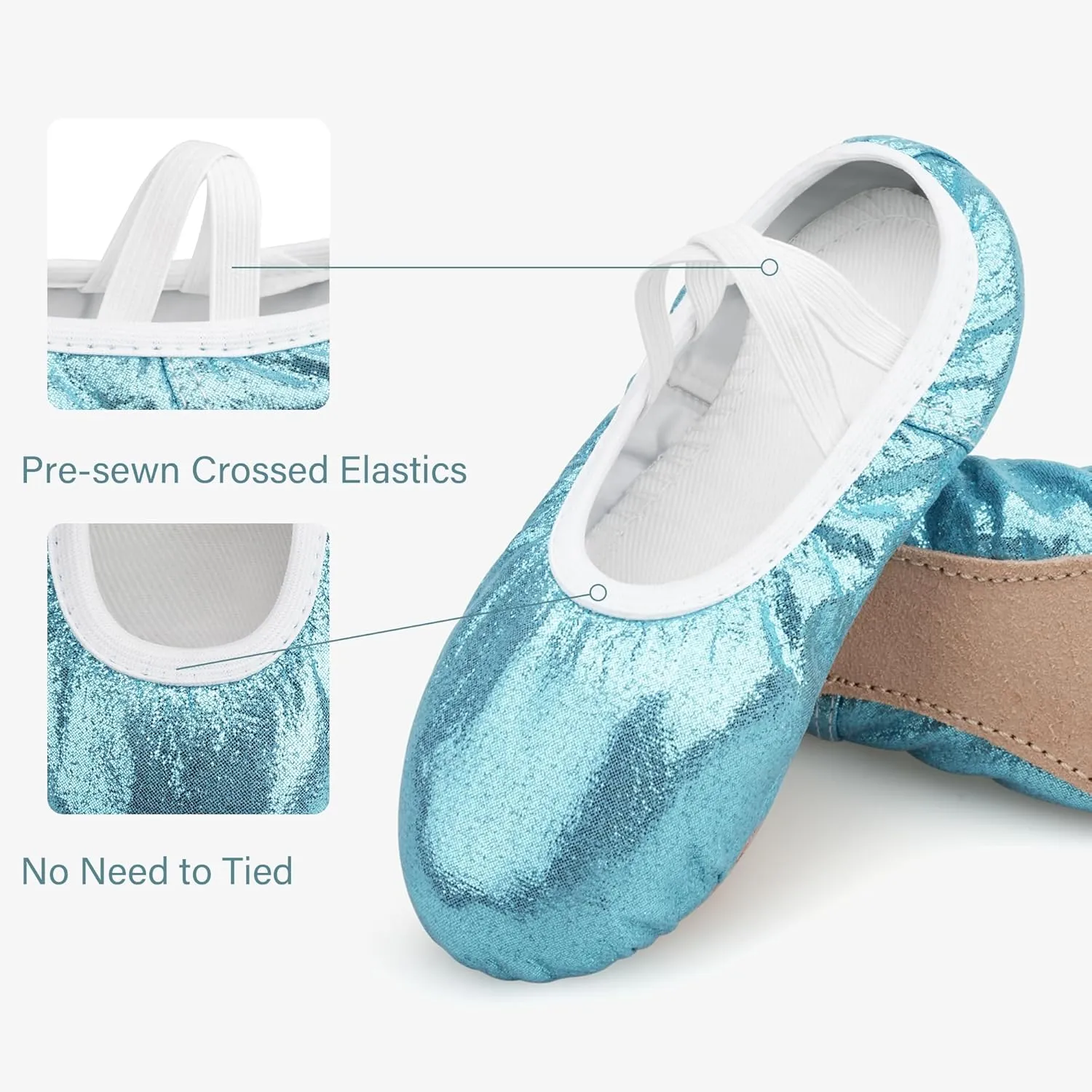 Stelle Ballet Shoes for Girls Glitter | Metallic Faux Leather Ballet Slippers Dance Shoes for Toddler/Little/Big Kids